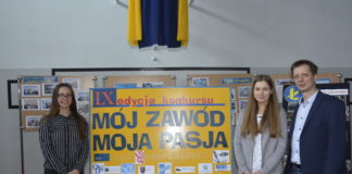 "Mój zawód, moja pasja", finał konkursu wojewódzkiego, kwiecień 2018, uczennice "Miłosza" na podium