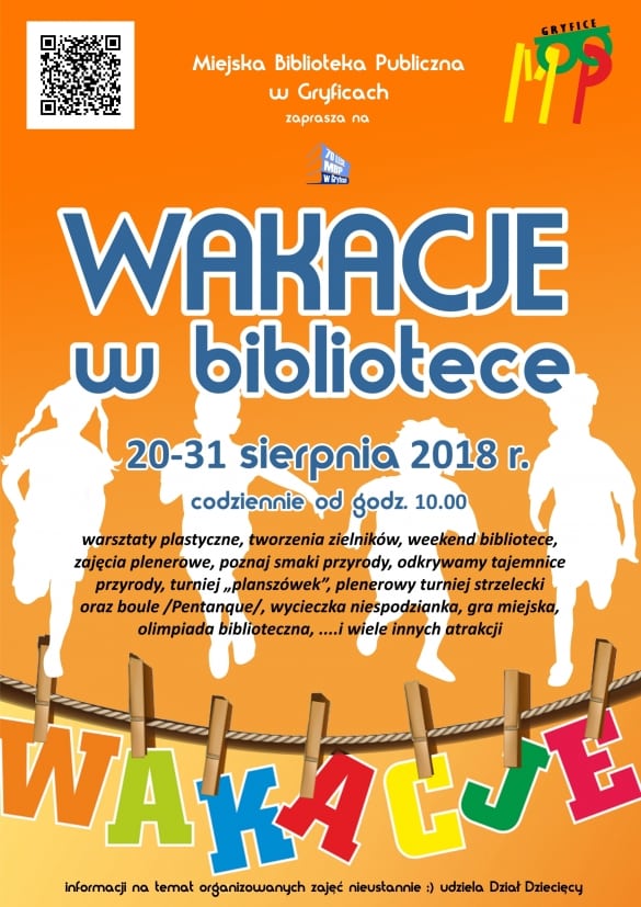 zajęcia w bibliotece w Gryficach, sierpień 2018